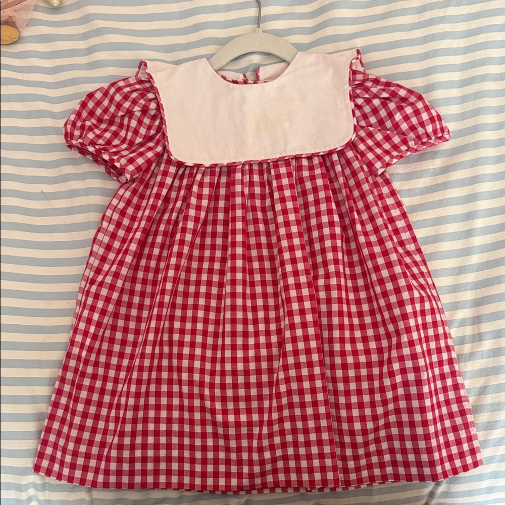 Charming Red and White Checkered Kids Dress